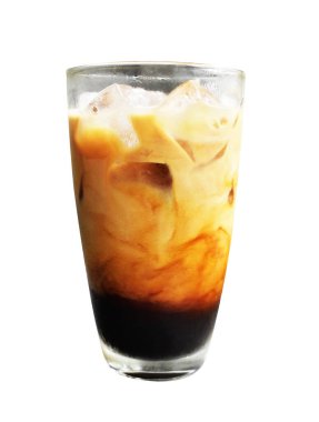 Milk coffee glass isolated with clipping path no shadow in white background, breakfast meal