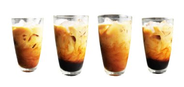 Milk coffee glass isolated with clipping path no shadow in white background, breakfast meal