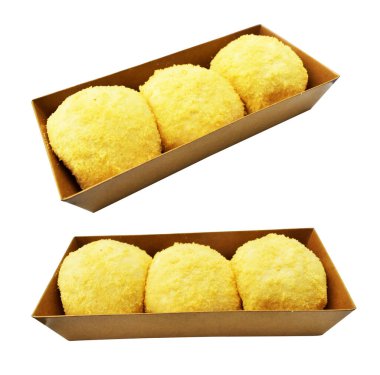 Kremalı çörek, kırpma yolu ile izole edilmiş, beyaz arka planda gölge yok, pastane pastası