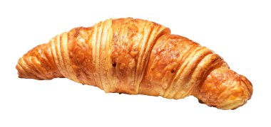 Beyaz arka planda izole edilmiş, gölgesiz peynirli kruvasan, ev yapımı tatlı pastanesi.