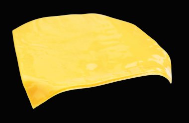 Peynir dilimi burger izole edilmiş kırpma yolu, siyah arkaplanda gölge yok