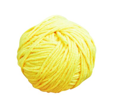 Pastel sarı yün top kırpma yolu ile izole, beyaz arka planda gölge yok
