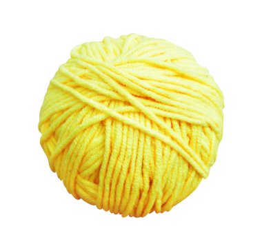 Pastel sarı yün top kırpma yolu ile izole, beyaz arka planda gölge yok