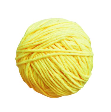 Pastel sarı yün top kırpma yolu ile izole, beyaz arka planda gölge yok