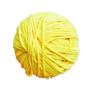 Pastel sarı yün top kırpma yolu ile izole, beyaz arka planda gölge yok