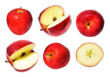 Taze meyve, gölgesiz, beyaz arka planda kırpma yolu ile izole su damlaları ile olgun elma örtüsü