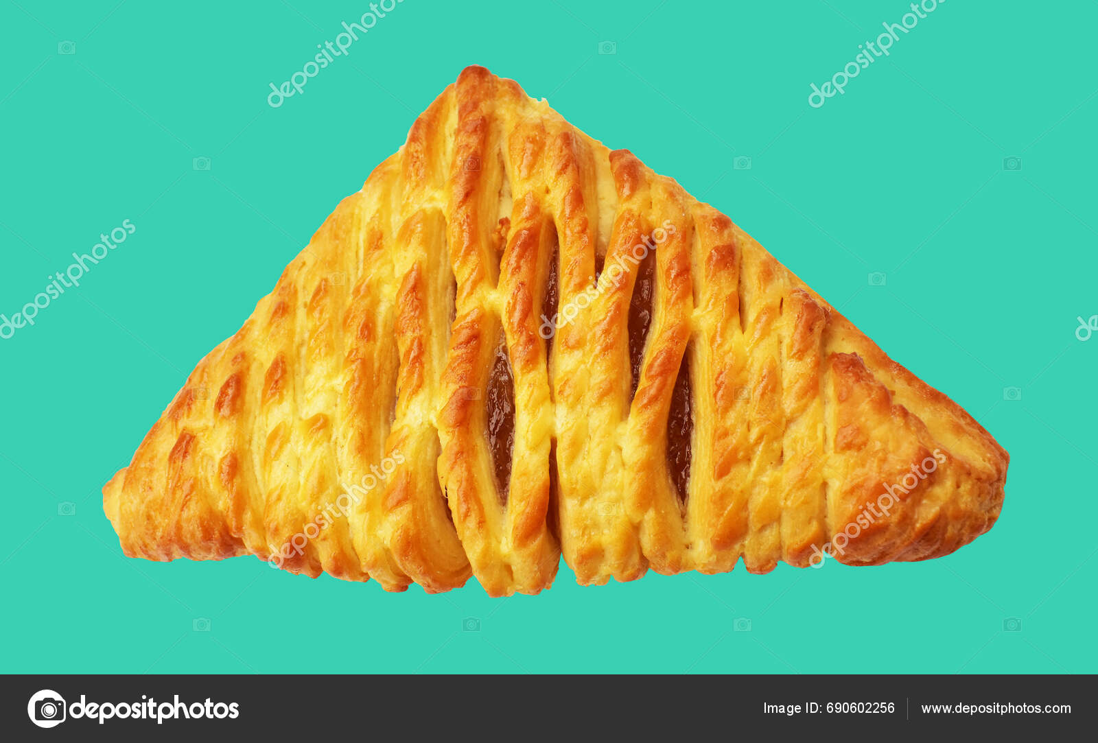 Triangles Shaped Puff Pastry Filled Pineapple Jam Clipping Path Shadow
