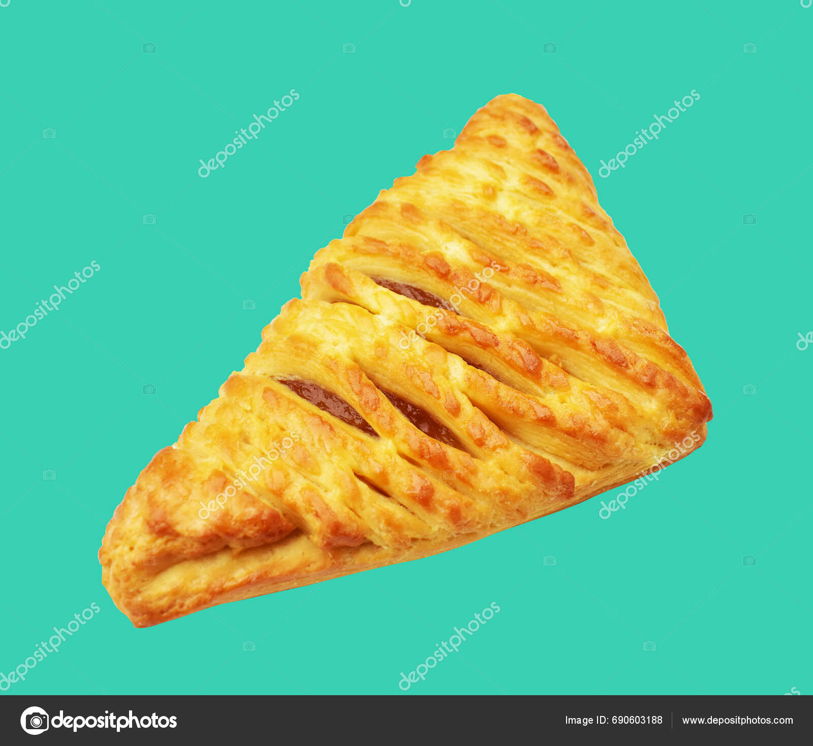 Triangles Shaped Puff Pastry Filled Pineapple Jam Clipping Path Shadow