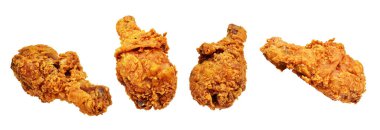 Kızarmış tavuk budu, kırpma yolu ile izole edilmiş, beyaz arka planda gölge yok, fast food