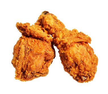 Kızarmış tavuk budu, kırpma yolu ile izole edilmiş, beyaz arka planda gölge yok, fast food