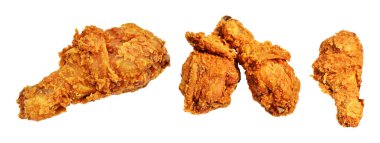 Kızarmış tavuk budu, kırpma yolu ile izole edilmiş, beyaz arka planda gölge yok, fast food