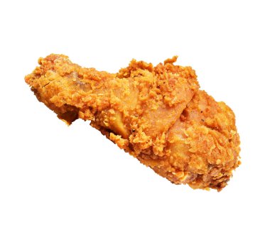 Kızarmış tavuk budu, kırpma yolu ile izole edilmiş, beyaz arka planda gölge yok, fast food