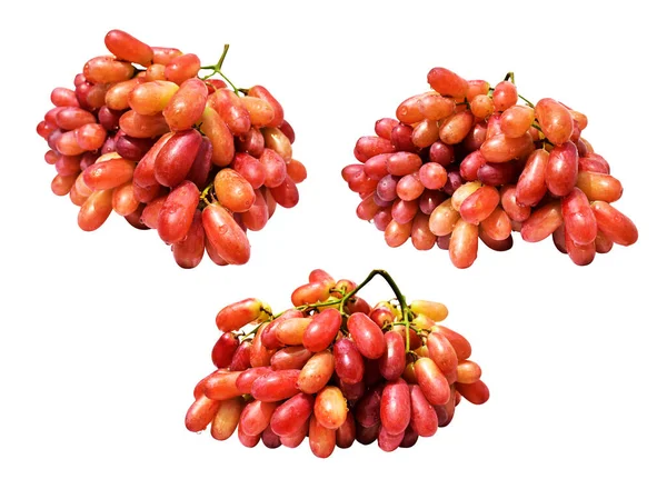 Czerwone Dojrzałe Winogrona Izolowane Bez Cienia Ścieżką Wycinania Białym Tle — Zdjęcie stockowe