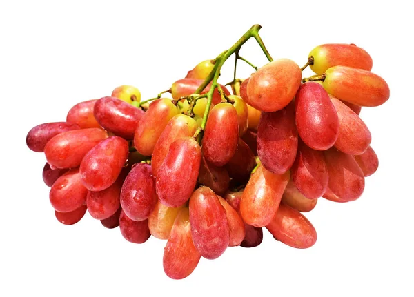 红色成熟葡萄分离 无阴影 无剪枝路径 白色背景 健康新鲜水果 — 图库照片