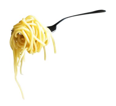 Makarna kesme yolu ile izole edilmiş, beyaz arka planda gölge yok, yemek malzemesi.