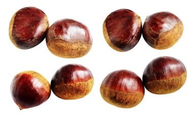Kestane, kırpma yolu ile izole edilmiş, beyaz arka planda gölge yok, taze ve sağlıklı yiyecek.