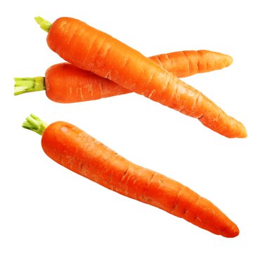 Kesme yolu olan havuç, beyaz arka planda gölge yok, sağlıklı sebzeler