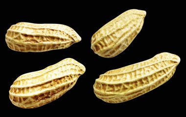 Kesme yolu ile izole edilmiş fıstıklar, siyah arka planda gölge yok, yemek malzemeleri, sağlıklı yiyecekler.