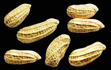 Kesme yolu ile izole edilmiş fıstıklar, siyah arka planda gölge yok, yemek malzemeleri, sağlıklı yiyecekler.