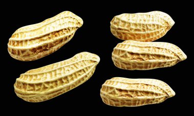 Kesme yolu ile izole edilmiş fıstıklar, siyah arka planda gölge yok, yemek malzemeleri, sağlıklı yiyecekler.