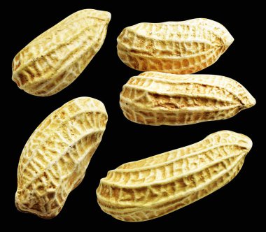 Kesme yolu ile izole edilmiş fıstıklar, siyah arka planda gölge yok, yemek malzemeleri, sağlıklı yiyecekler.