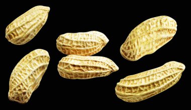 Kesme yolu ile izole edilmiş fıstıklar, siyah arka planda gölge yok, yemek malzemeleri, sağlıklı yiyecekler.