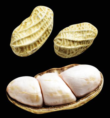 Kesme yolu ile izole edilmiş fıstıklar, siyah arka planda gölge yok, yemek malzemeleri, sağlıklı yiyecekler.