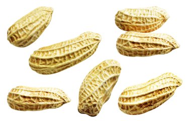 Kesme yolu ile izole edilmiş fıstıklar, beyaz arka planda gölge yok, yemek malzemeleri, sağlıklı yiyecekler.