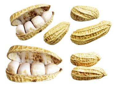 Kesme yolu ile izole edilmiş fıstıklar, beyaz arka planda gölge yok, yemek malzemeleri, sağlıklı yiyecekler.