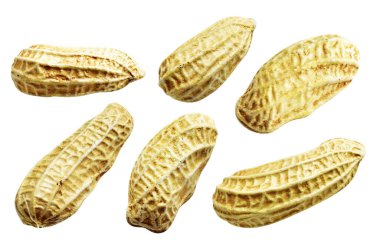 Kesme yolu ile izole edilmiş fıstıklar, beyaz arka planda gölge yok, yemek malzemeleri, sağlıklı yiyecekler.