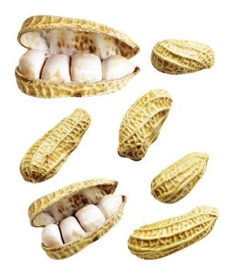 Kesme yolu ile izole edilmiş fıstıklar, beyaz arka planda gölge yok, yemek malzemeleri, sağlıklı yiyecekler.