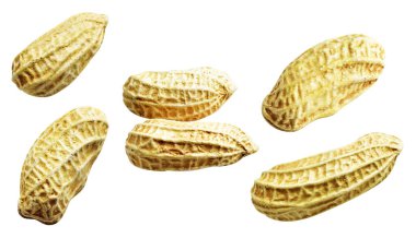 Kesme yolu ile izole edilmiş fıstıklar, beyaz arka planda gölge yok, yemek malzemeleri, sağlıklı yiyecekler.