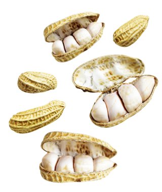 Kesme yolu ile izole edilmiş fıstıklar, beyaz arka planda gölge yok, yemek malzemeleri, sağlıklı yiyecekler.