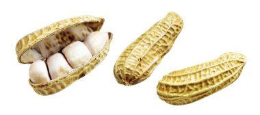 Kesme yolu ile izole edilmiş fıstıklar, beyaz arka planda gölge yok, yemek malzemeleri, sağlıklı yiyecekler.