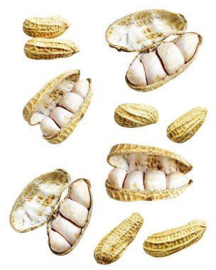 Kesme yolu ile izole edilmiş fıstıklar, beyaz arka planda gölge yok, yemek malzemeleri, sağlıklı yiyecekler.