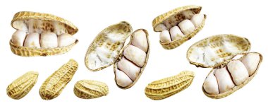 Kesme yolu ile izole edilmiş fıstıklar, beyaz arka planda gölge yok, yemek malzemeleri, sağlıklı yiyecekler.