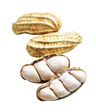 Kesme yolu ile izole edilmiş fıstıklar, beyaz arka planda gölge yok, yemek malzemeleri, sağlıklı yiyecekler.