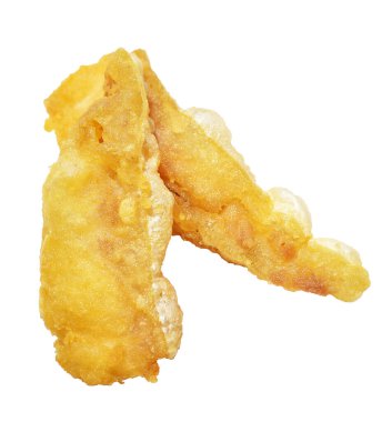 Kızarmış fileto balığı kırpma yolu ile izole edilmiş, beyaz arka planda gölge yok.