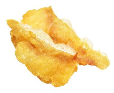 Kızarmış fileto balığı kırpma yolu ile izole edilmiş, beyaz arka planda gölge yok.