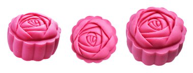 Beyaz arka planda izole edilmiş yumuşak ay pastası, kırpma yolu, gölge yok, Çin Sonbahar Festivali