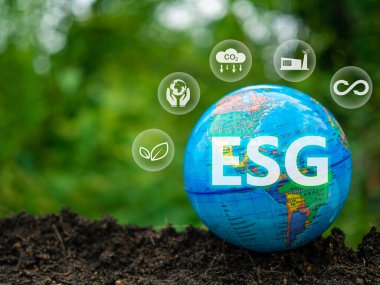Çevre, toplum ve yönetim için ESG kavramı sürdürülebilir. Sorumluluk sahibi bir iş. Nasa 'dan gelen element.