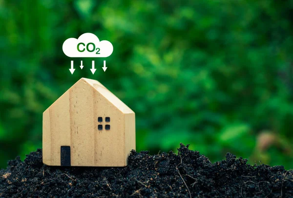 二氧化碳排放减少的概念 清洁友好的环境 无二氧化碳排放 植树以减少二氧化碳排放 环境保护概念 — 图库照片