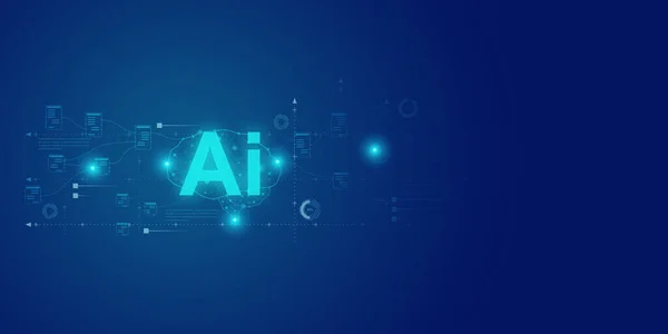 Yapay Zeka Ai kendi kendini öğrenme geliştirme problem çözme gelecekteki teknoloji çözümleme görevleri ai grafik bilgisayar çipi beyin gücü fütüristik mavi soyut arka plan.