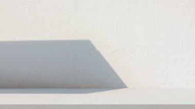 Boş beton duvar tabanı ve duvar odası tarzı, boş alanda bulunan ürün ve metinleri, güneşten gölgeli doğa çimento dokusunun perspektif arka planı, sergi alanı..