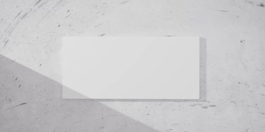 Mermer duvardaki minimalist beyaz tuval dramatik ışık ve gölge oyunu. Yaratıcı sanat eserleri, fotoğrafçılık, modern ev veya ofis iç tasarımı için boş şablon. 3d hazırlayıcı.