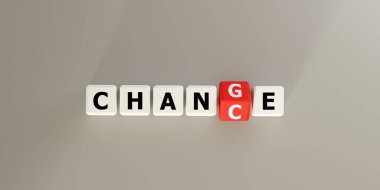 Kırmızı harf bloğuyla yazım değişikliğini engeller. İş ve hayattaki dönüşümü, geçişi ve evrimi simgeler. Adaptasyon, büyüme, yeni başlangıçlar ve gelecek yön kavramları için ideal.