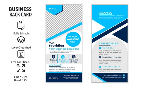 Digitaal Marketing Bureau Rack Card Dubbelzijdig Flyer Ontwerp — Stockvector