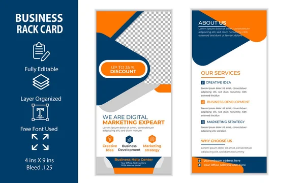 Digital Marketing Agency Dubbelzijdige Flyer Rack Card Design — Stockvector