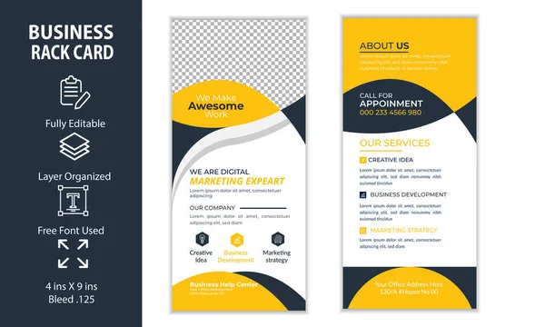 Digital Marketing Agency Dubbelzijdige Flyer Rack Card Design — Stockvector