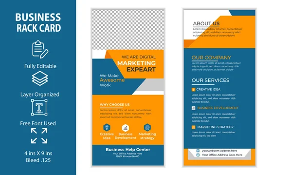 Digital Marketing Agency Dubbelzijdige Business Rack Card Flyer Sjabloon Ontwerp — Stockvector